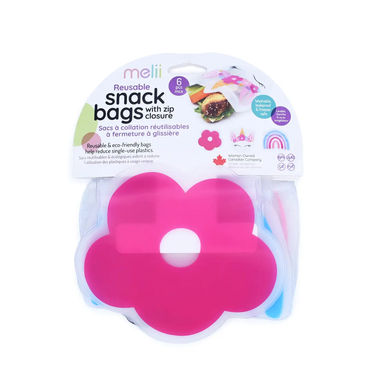 Lunchbag & Snackbeutel wiederverwendbar 6er Set Mädchen