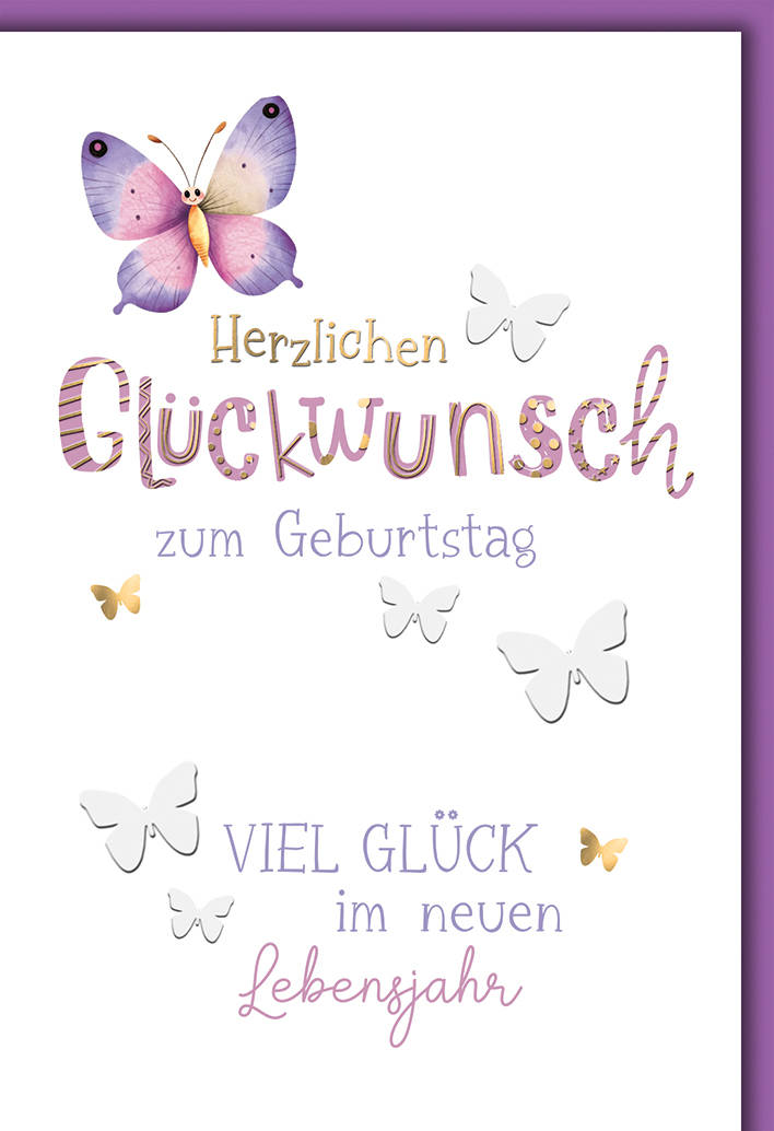 Geburtstagskarte Schmetterling Lila