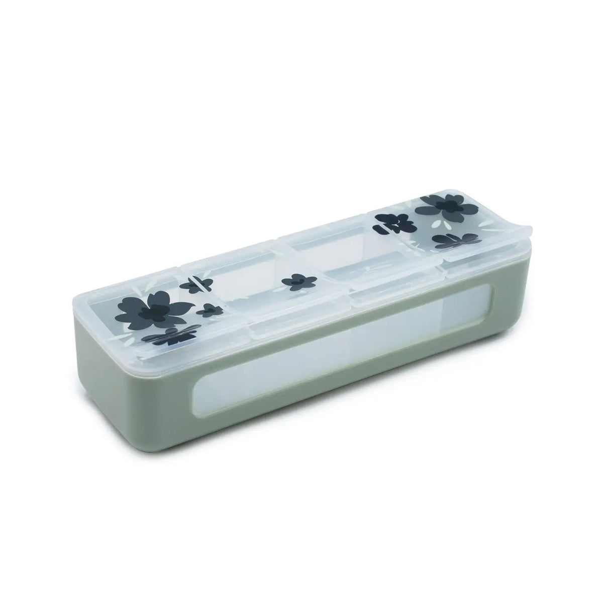 Znünibox Snackbox Melii mit 4 Fächern Blumen Schwarz