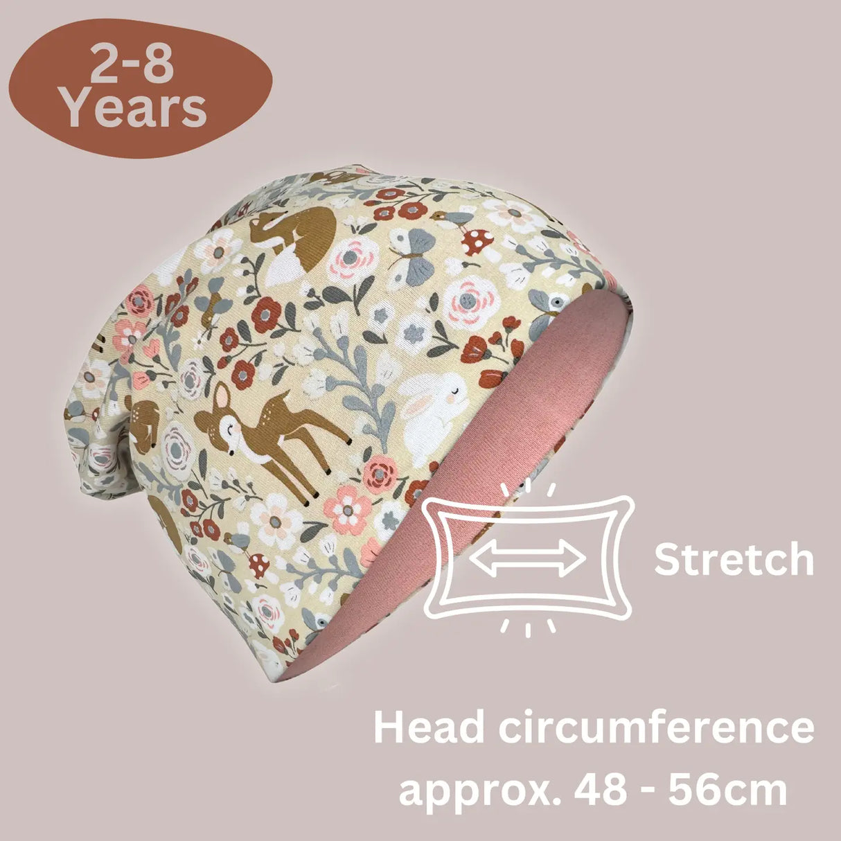 Kinder Beanie Mütze & Loop Schal Reflektierend Waldtiere
