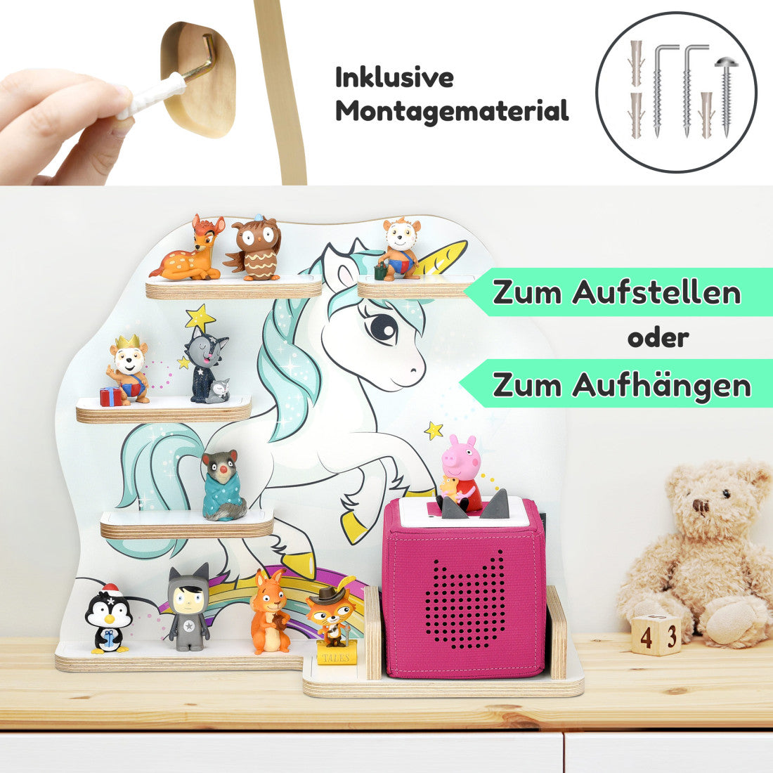 Toniebox 1 & 2 Regal Einhorn mit Regenbogen