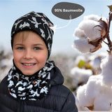 Kinder Winter Beanie Mütze & Loop Schal Reflektierend Drache