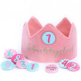 Geburtstagskrone mit Zahlen Button Rosa