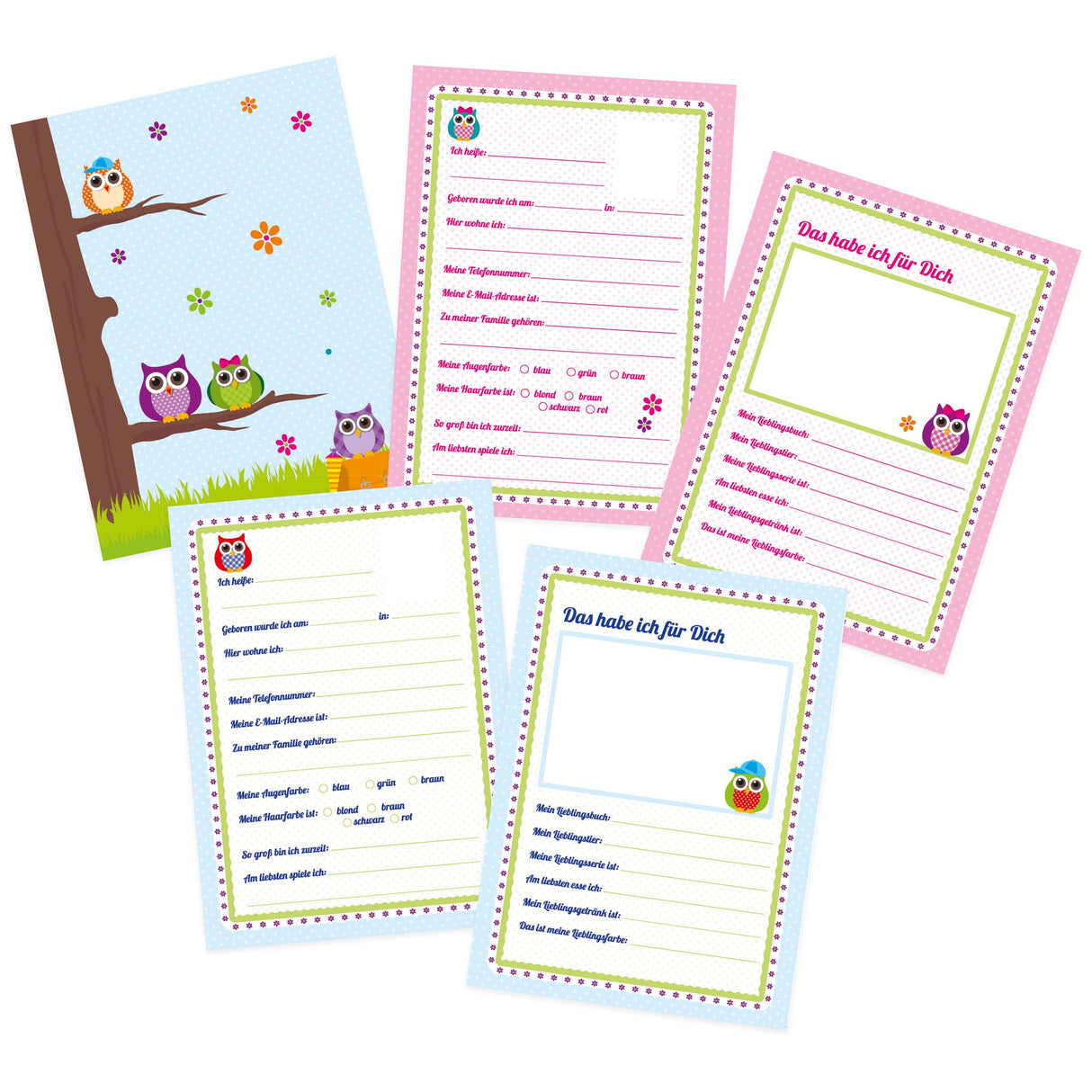 Freundebuch für Kinder - Eule Blau