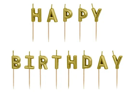 Geburtstagskerzen Happy Birthday Gold