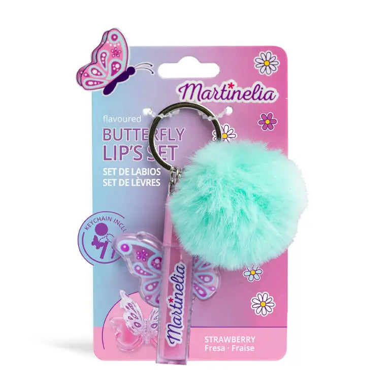 Lip Gloss Martinelia mit Pompon Schlüsselanhänger Mint