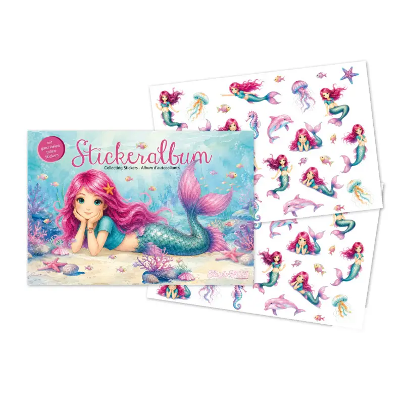 Stickeralbum mit Stickern Meerjungfrau mit Seestern