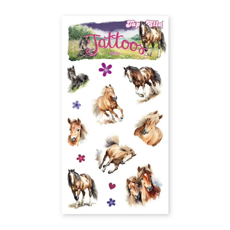 Kinder Tattoo Pferde mit Blumen