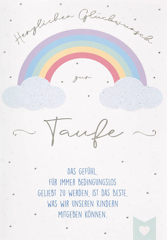 Taufkarte Regenbogen Weiss