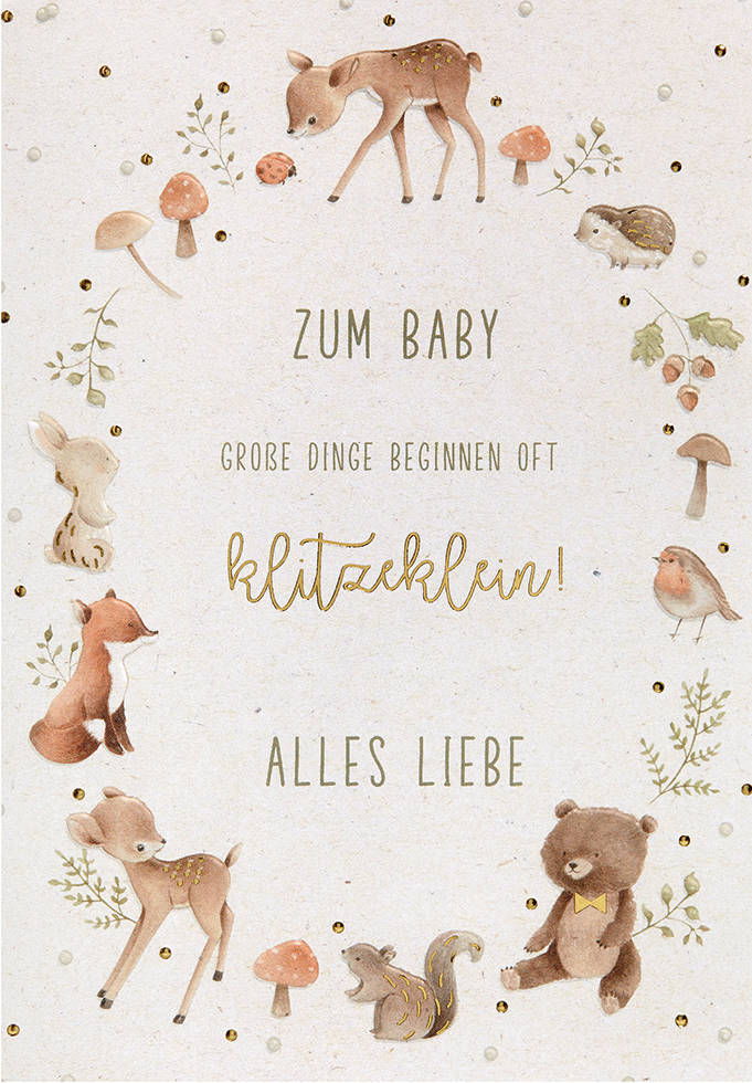 Geburtskarte Waldtiere