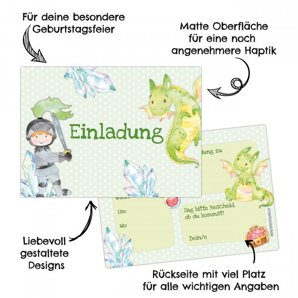12 Einladungskarten Kindergeburtstag Ritter