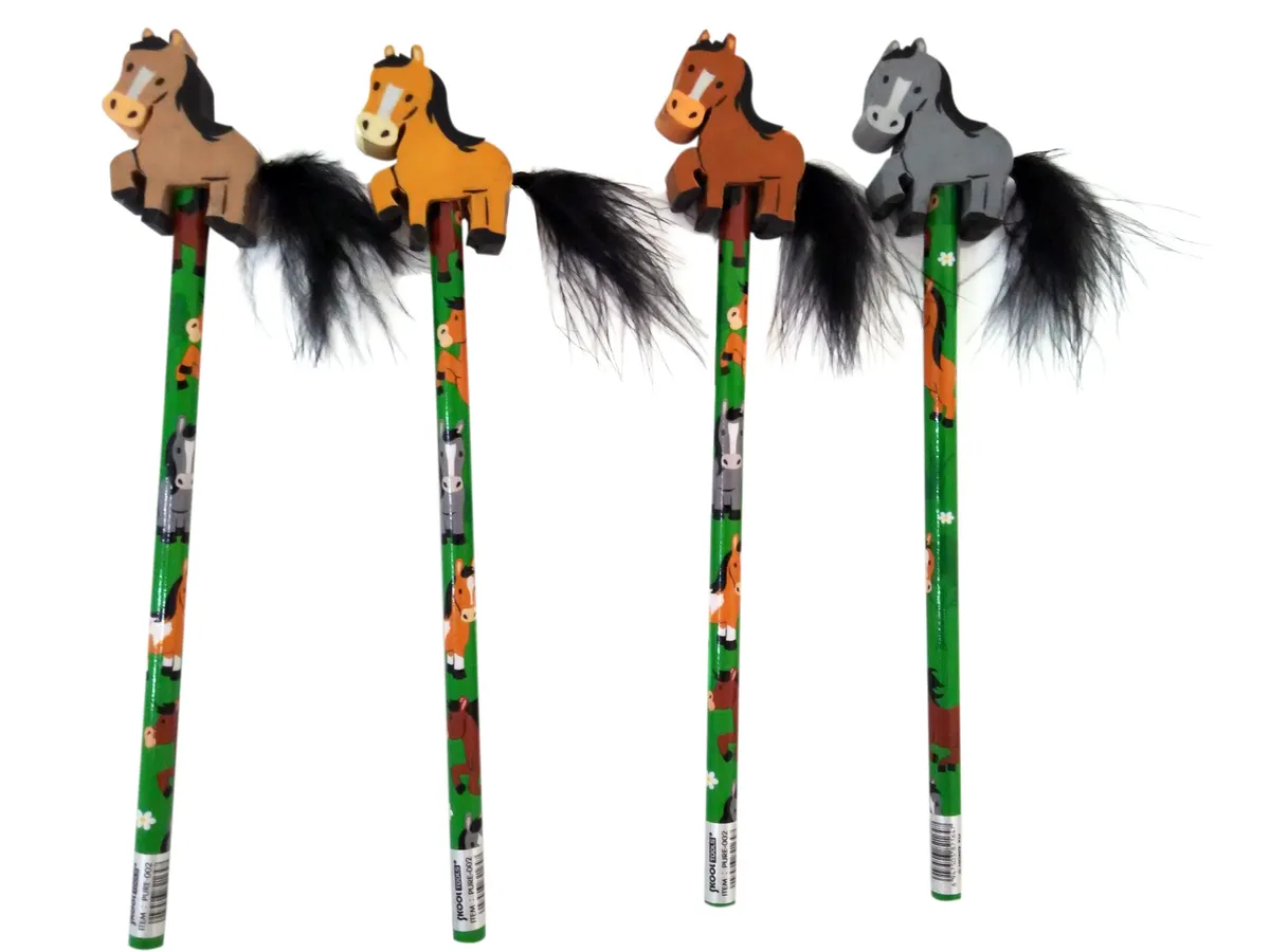 Bleistift mit Radiergummi Pferd assortiert