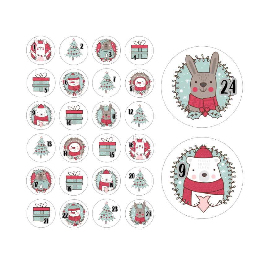 adventskalender sticker, adventkalender aufkleber, adventskalender aufkleber kinder, adventskalender aufkleber 1-24 
