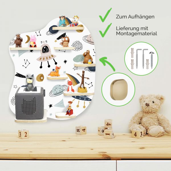 Toniebox 1 & 2 Regal zum Aufhängen Weltraum Weiss