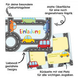 12 Einladungskarten Kindergeburtstag Autos