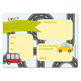 12 Einladungskarten Kindergeburtstag Autos
