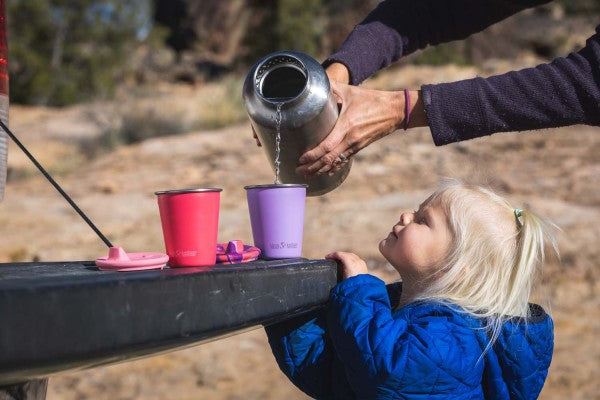 Kinder Edelstahl Trinkbecher mit Strohhalm Coral