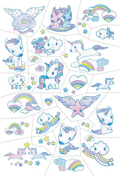 Kinder Tattoo Einhorn 2 Bögen Rosa