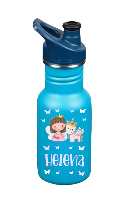 Kinder Edelstahl Trinkflasche Klean Kanteen Sport 355ml Blau