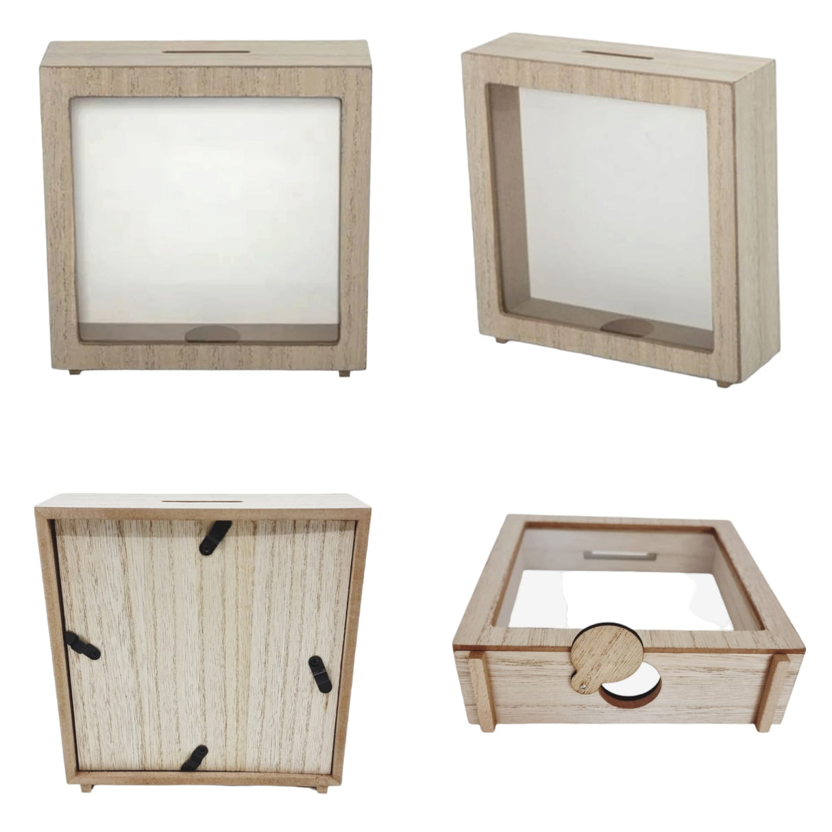Spardose Holzrahmen Braun