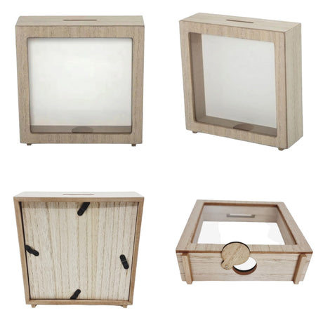 Spardose Holzrahmen Braun