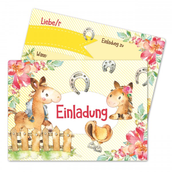 12 Einladungskarten Kindergeburtstag Pferd