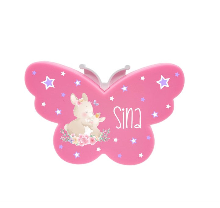 Nachtlicht Steckdose Schmetterling LED Pink