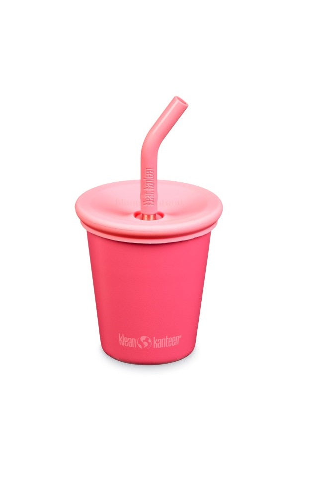 Kinder Edelstahl Trinkbecher mit Strohhalm Coral