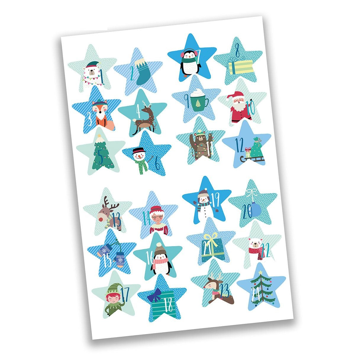 Adventskalender Zahlen Sticker Stern Weihnachten