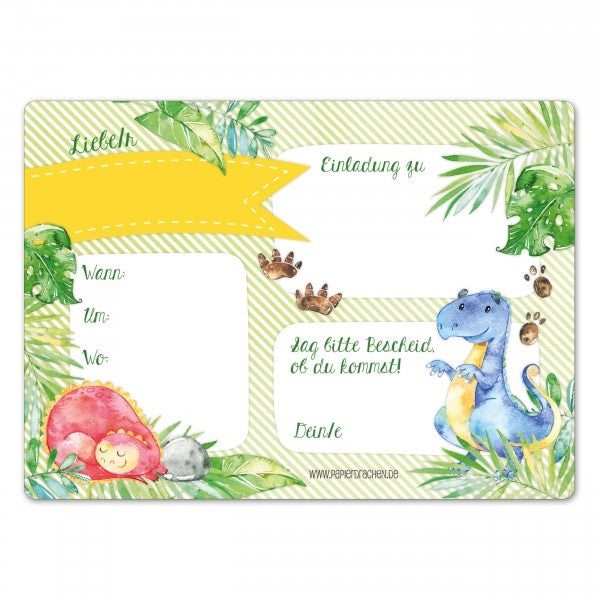 12 Einladungskarten Kindergeburtstag Dino