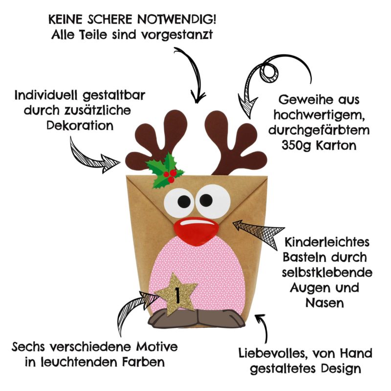 Adventskalender Rentiere Lila