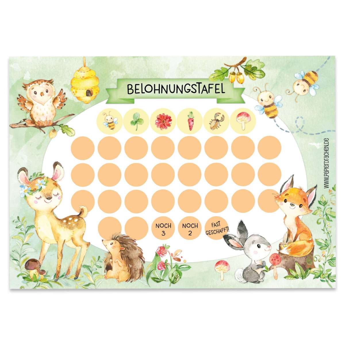 Belohnungstafel Waldtiere