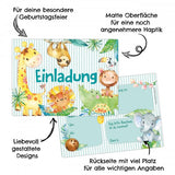 12 Einladungskarten Kindergeburtstag Tiere