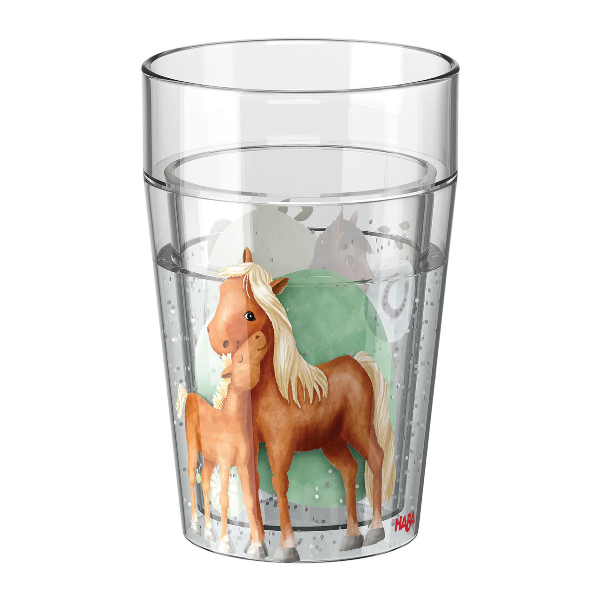 Glitzer Zahnputz Trinkbecher Pferd