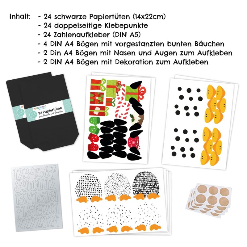 Adventskalender Pinguin Schwarz Weiss