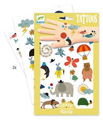 Kinder Tattoo Tierfreunde 2 Bögen Gelb