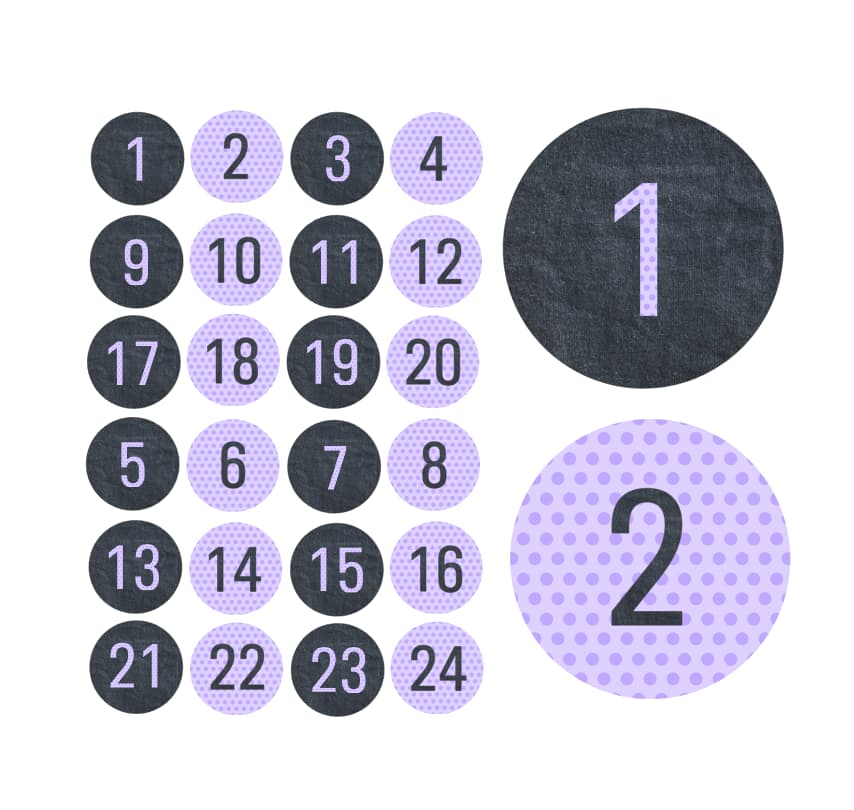 Adventskalender Zahlen Sticker Baurelia 3
