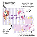 12 Einladungskarten Kindergeburtstag Feen & Einhorn