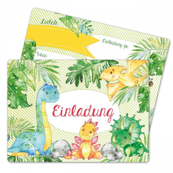 10 Einladungskarten Kindergeburtstag Dino-Thema Auf Französisch – Mit Umschlägen – Von Lola Et Louis